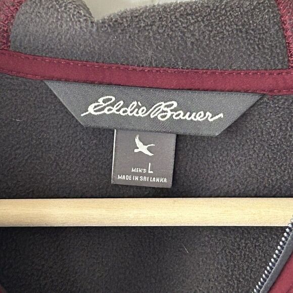 Eddie Bauer Mens Coat Size Large Red Gray Zip Front Hooded Jacket Outdoor - Picture 4 of 6